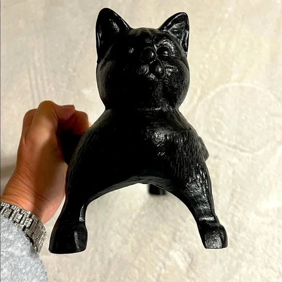 Vintage Cast Iron Black Cat Double Pet Bowl. NWOT - Picture 4 of 9